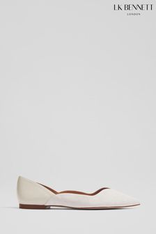 Čevlji z ravnim podplatom iz semiša in usnja naravne barve Lk Bennett Iris Sweetheart (D82997) | €130