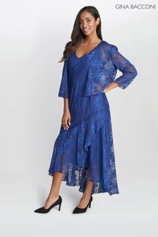 Синее платье миди с курткой Gina Bacconi Barbara (D83029) | €219