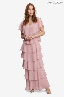 Różowa kaskadowa sukienka maxi Gina Bacconi Areka (D83037) | 694 zł