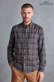 Black Signature Brushed Flannel Check Shirt (D83056) | ₪ 134