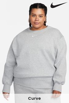 Grey - Nike Oversized Curve Crew Sweatshirt (D83089) | kr1 010