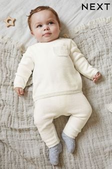 White Knitted Baby Jumper & Legging Set (0mths-2yrs) (D83195) | €28 - €31