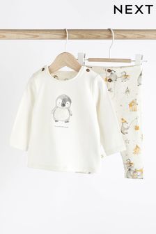 White Penguin Baby First Christmas T-Shirt and Leggings 2 Piece Set (0-18mths) (D83316) | €13 - €15