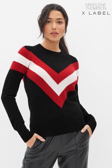 Madeleine Thompson Arundel V Stripe čierny sveter (D83322) | €137