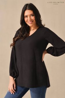 Live Unlimited Curve V-Neck Full Sleeve Black Top (D83449) | €36