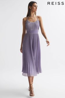 Reiss Evelia Halston Shimmer Pleated Midi Dress (D83581) | HK$4,727