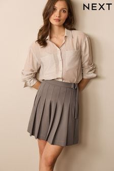 Taupe Brown Pleated Mini Skirt (D83599) | €16