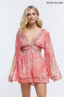 River Island Red Plunge Angel Sleeve Playsuit (D83641) | 34 €