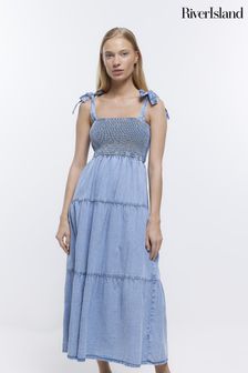 River Island Petite Blue Denim Maxi Sundress (D83664) | $77