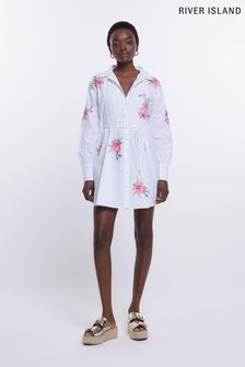 River Island White Belt Craft Shirt Dress (D83746) | €40