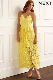 Yellow Strappy Lace Midi Dress (D83779) | €42.50