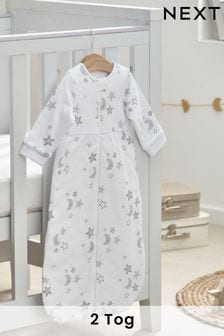 Grey Moon & Stars Baby 100% Cotton Long Sleeve 2 Tog Sleep Bag (D83811) | AED132 - AED150