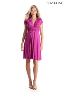 Vijolična nosečniške obleka z vozlom spredaj Seraphine (D83835) | €31