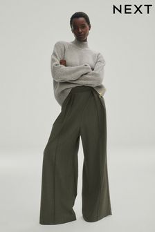 Khaki Green Premium Pleated Wide Leg Trousers (D83857) | €51