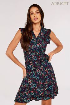 ネイビー ブルー マルチ - Apricot Ditsy Floral Ruffle Mini Dress (D84003) | ￥5,280