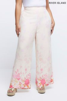 River Island Plus White Ombre Printed Wide Leg Trousers (D84105) | €21.50