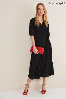 Phase Eight Black Wrap Morven Dress (D84220) | AED715