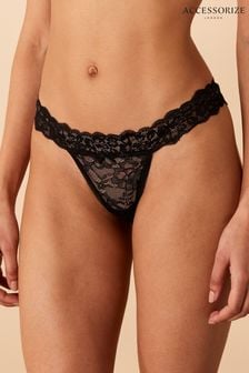 Accessorize Black Lace Thongs Set of Three (D84309) | €10
