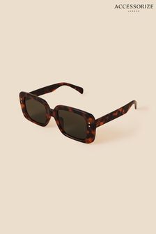 Accessorize Oversized Brown Tortoiseshell Rectangle Sunglasses (D84327) | 50 zł