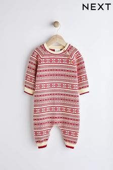 Red Fairisle Pattern Knitted Baby Romper (0mths-2yrs) (D84392) | kr360 - kr390