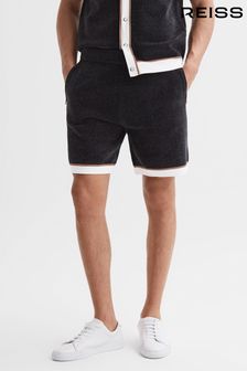 Reiss Black Fielder Relaxed Fit Elasticated Chenille Shorts (D84394) | €95