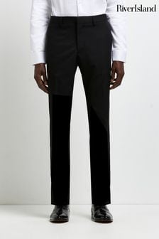 River Island Black Tuxedo Slim Suit Trousers (D84486) | AED255