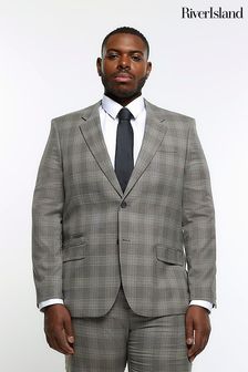 River Island Grey Big & Tall Notch Check Suit: Jacket (D84509) | €137