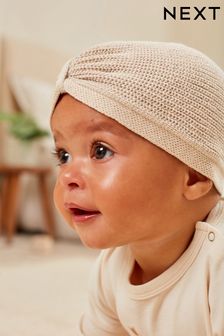 Nerzbraun glitzernd - Gestrickte Turbanmütze für Babys (0 Monate bis 2 Jahre) (D84643) | CHF 10