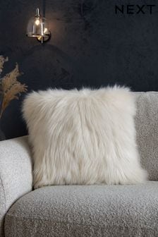 Ivory White Long Faux Fur 43 x 43cm Cushion (D84715) | AED79