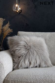 Grey Long Faux Fur Square Cushion (D84718) | ₪ 59