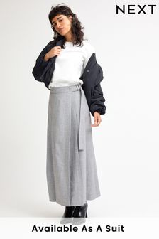 Grey Textured Midi Wrap Skirt (D84727) | 308 zł