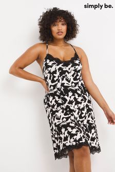 Simply Be Mono Print Luna Secret Support Lace Nightie (D84784) | €30