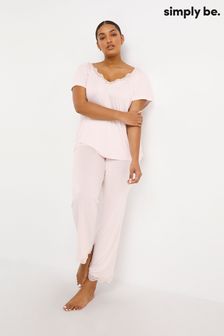Simply Be Pink Luna Lace Pyjama Set (D84882) | 191 SAR