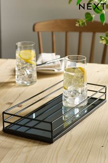 Black Rectangle Mirror Tray