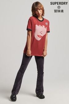 Superdry Red Ringspun Allstars KB Graphic Boyfriend T-Shirt (D84908) | 148 QAR