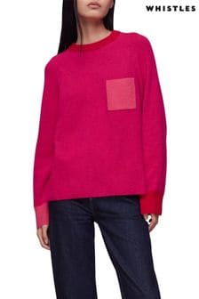 Różowy sweter Whistles ze wzorem w bloki kolorów i kieszenią (D84997) | 345 zł