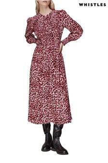 Whistles Kleid mit abstraktem Gepardenmuster, Rosa (D85005) | 120 €