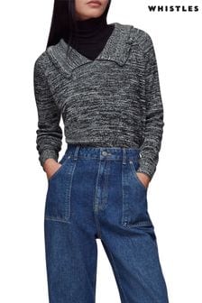 Črn pulover z nabranim ovratnikom Whistles (D85008) | €53