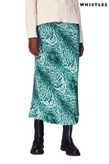 Whistles Green Brushed Leopard Bias Cut Skirt (D85009) | €53