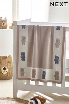 Natural Teddy Bear Baby 100% Cotton Knitted Blanket (D85226) | 32 €