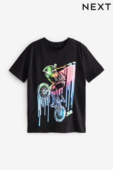 Black Rainbow Bike Graphic Short Sleeve T-Shirt (3-16yrs) (D85429) | €7 - €13