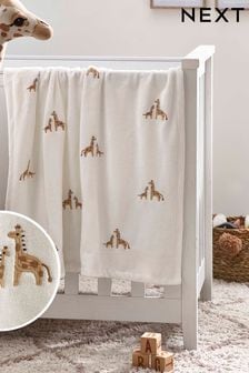 White Giraffe Fleece Baby Blanket (D85440) | TRY 414