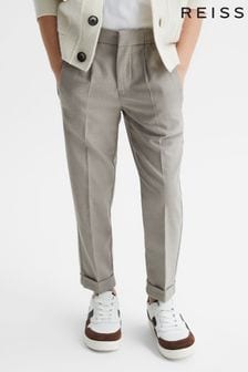 Reiss Taupe Brighton Junior Relaxed Elasticated Trousers with Turn-Ups (D85487) | SGD 105