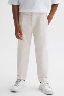 Reiss Ecru Brighton Junior Relaxed Elasticated Trousers with Turn-Ups (D85489) | EGP1,444