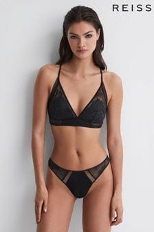 Calvin Klein Black Underwear Satin Lace Thong (D85790) | €54