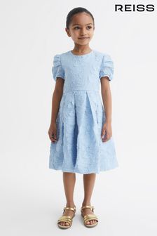 Reiss Blue Amalie Senior Floral Print Textured Dress (D85796) | €85