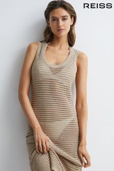 Reiss Neutral Avene Knitted Bodycon Midi Dress (D85807) | OMR119