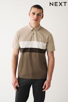 Neutral/Schwarz - Kurzärmeliges Polo-Shirt mit Knöpfen und Blockfarben (D86004) | 12 €