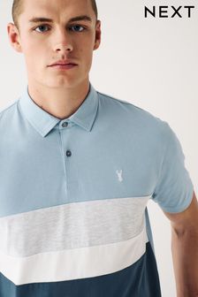 Blau - Short Sleeve Button Up Block Polo Shirt (D86005) | 12 €