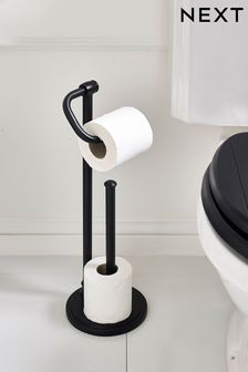 Black Heritage Floor Standing Toilet Roll Holder (D86058) | CA$84